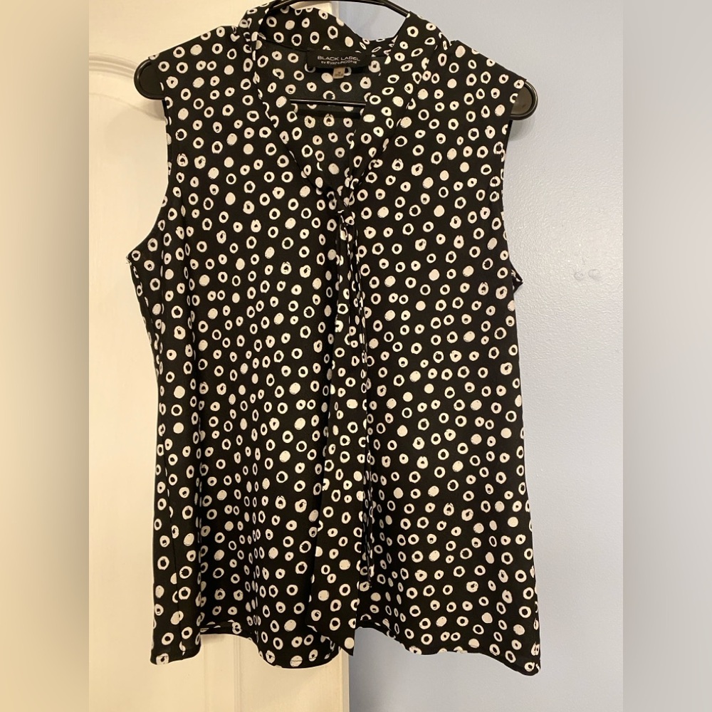 Evan Picone Medium Black and White Sleeveless Blouse